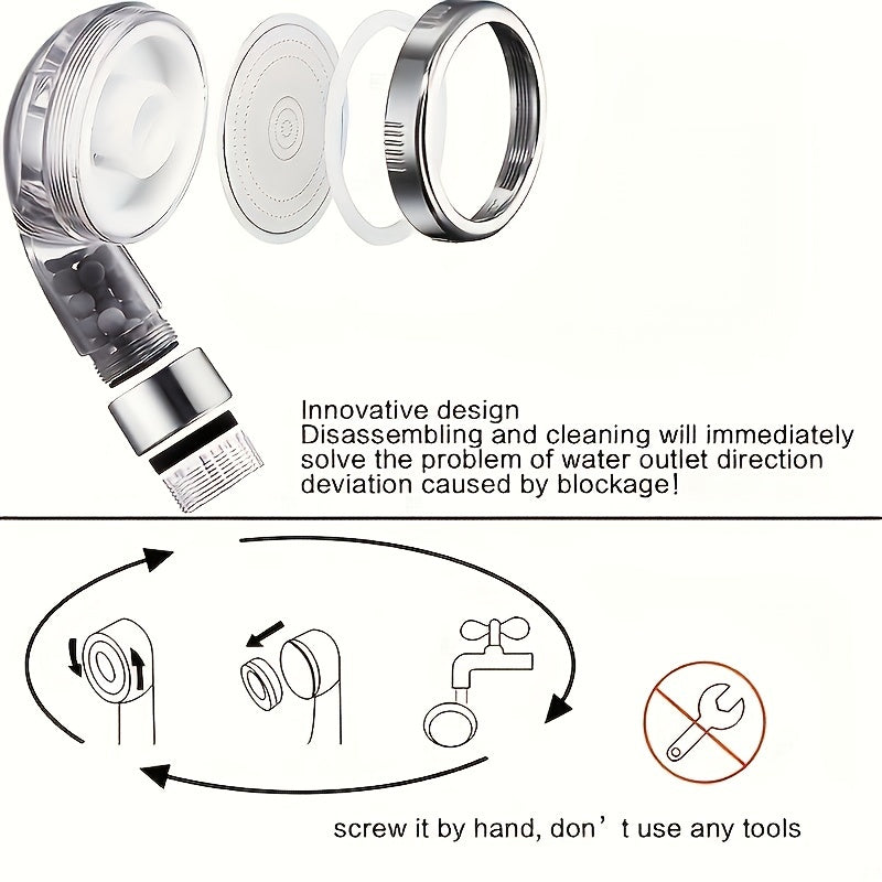 1pc Shower Head, Filter Filtration High Pressure Water Saving Spray Handheld Showerheads for Dry Skin & Hair