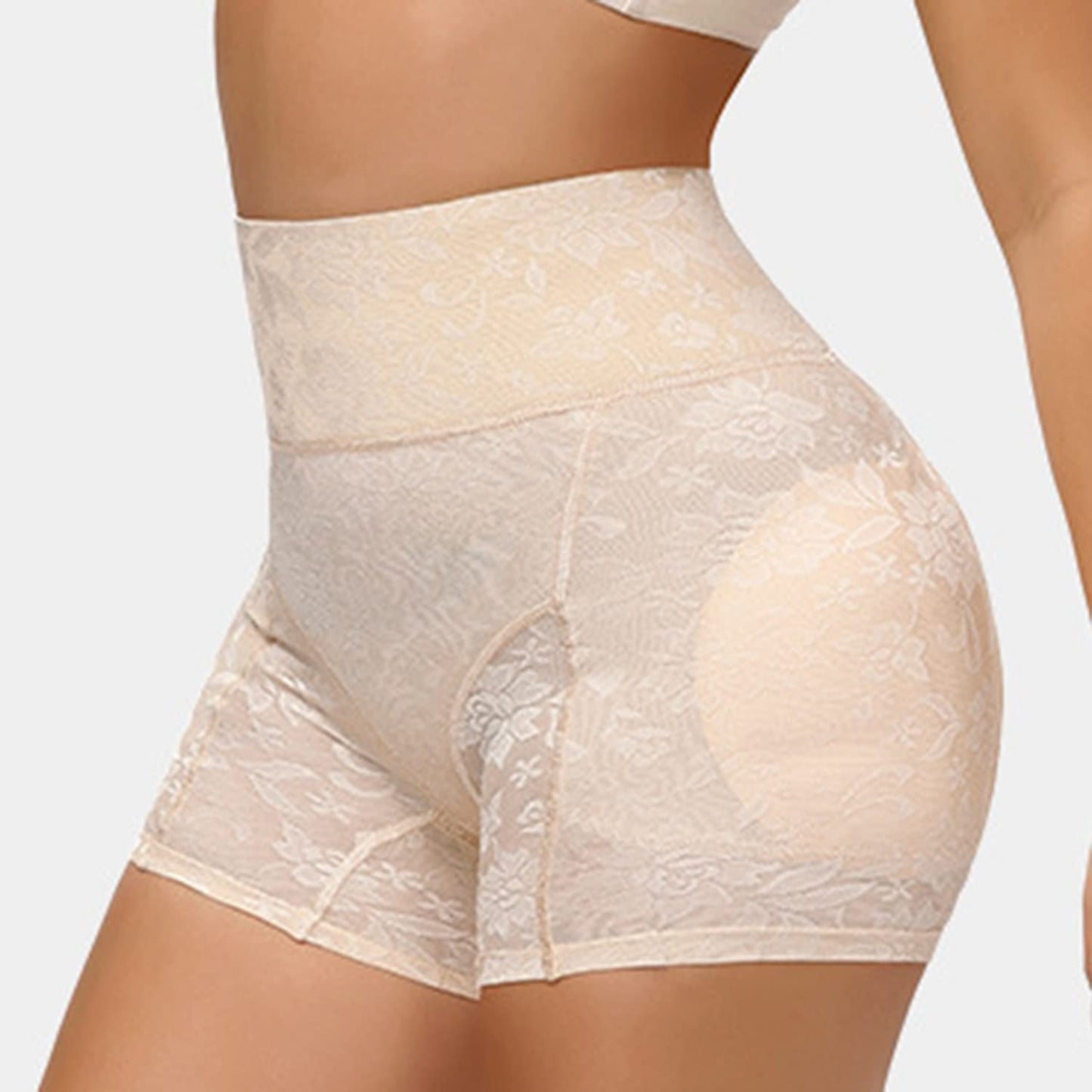 Women's High- Leg-Shaping Tights with Detachable Padding & Lift Design - Double-Layered Anti-Slip Leg Opening, Breathable Sheer Panel & Ruffled Leg - Post-Surgery/Non-Surgery Use, Tummy Control Body Shaping Panties - Machine