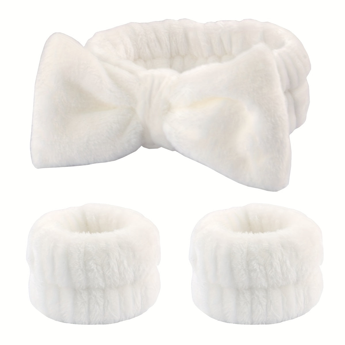 1pc/3pcs Cute Bow Hair Band And Wristband Set, Women Spa Headband For Washing Face, Makeup Hair Band, Skincare Headbands