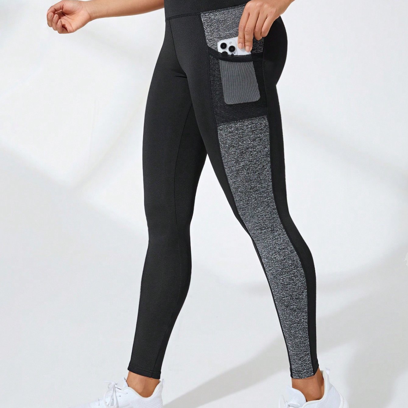 Women'S High-Waisted Pants - Stretchy Tummy-Control Leggings with Side Pockets, Non-Slip Elastic Waistband, All-Season Slim Fit Trousers for, Office, Everyday - Black/Gray/ - Deal, Wear, Sleek Design, Comfortable Material, En