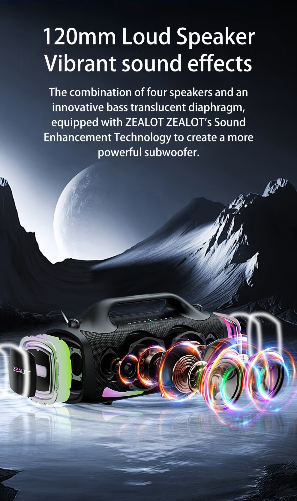Zealot S79 Wireless speaker, Hifi Sound quality, High Quality, Dual Pairing, Fast ChargingLong Battery Life, 36 Hours Playtime Loud Stereo, Booming Bass. PartyBox. forparty