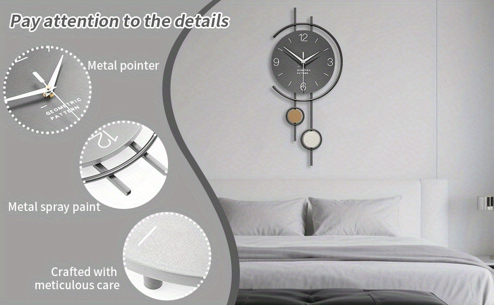 TOHOOYO Modern Minimalist Wall Clock - Silent Non-Ticking, Large Easy-to-Read Numbers, Battery-Powered (AA Not Included) - Elegant Home Decor for Living Room, Dining Room, Office - Contemporary Scandinavian Decor - Durable Ir