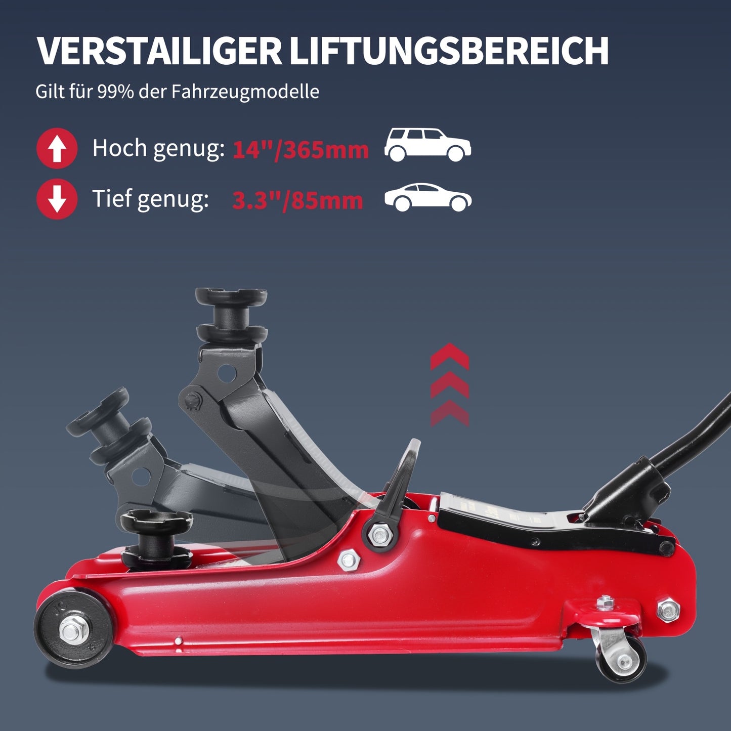 2.5 Ton Hydraulic Floor Jack with Telescopic Handle - Durable Iron Construction, Adjustable Height, Portable for Cars, Trucks, Buses - Ideal for Garage Use, Tire Repair & Emergency Situations, Portable Hydraulic Jack