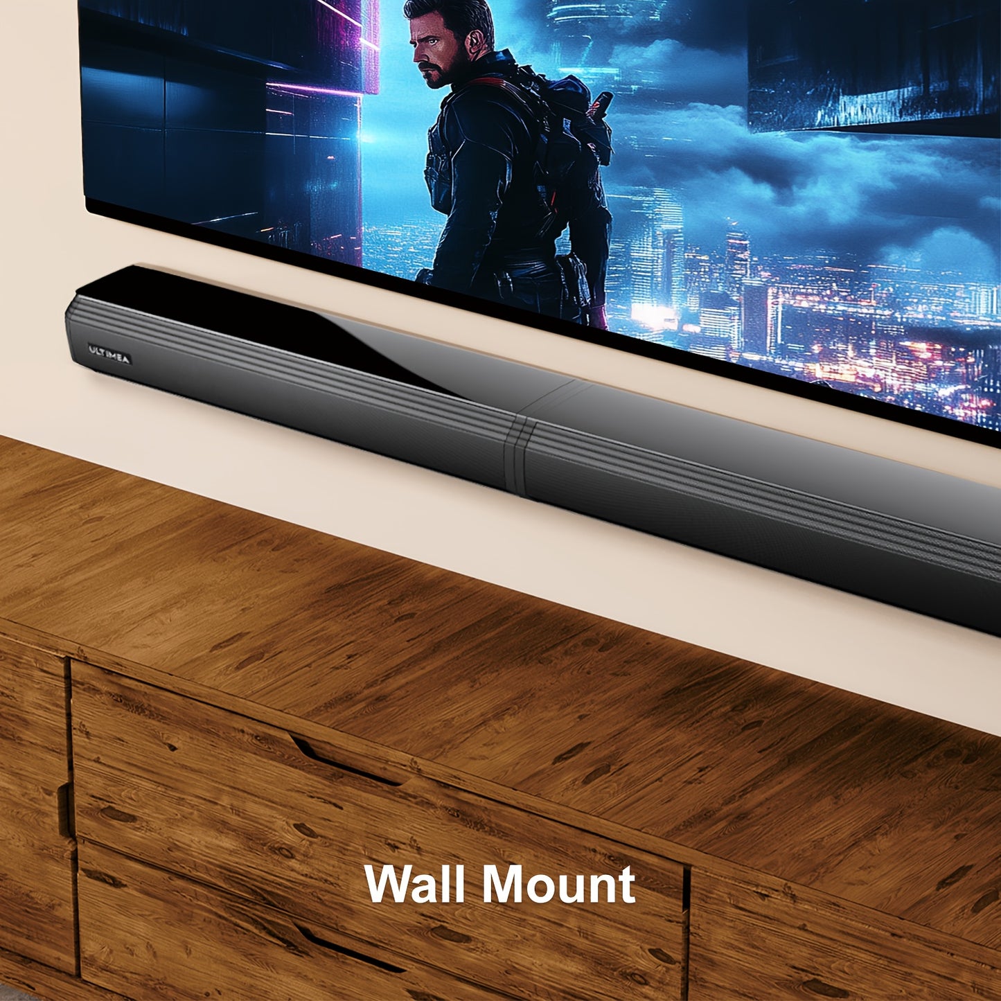 ULTIMEA 2.2ch New-Detachable Design Sound Bars for TV, Peak Power 100W, 2-in-1 Soundbar for TV, Bass Adjustable, 3 EQ Modes, ARC/Optical/Aux/Wall Mount