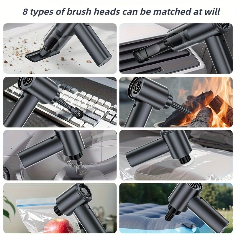 High-power Wireless Handheld Vacuum Cleaner with 2-in-1 Blower & Vacuum Function, HEPA Filter, USB Rechargeable. Portable air duster for sofas, seats & home cleaning. Stylish design with durable build, combining convenience a