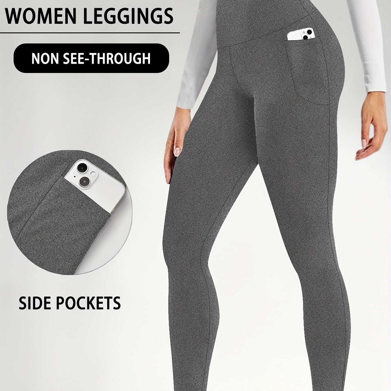 Women's High Waisted Super Soft Yoga Leggings with Pockets - Tummy Control, Stretchy Workout & Running Pants, Light Pink, Machine Washable, All-Season Comfort