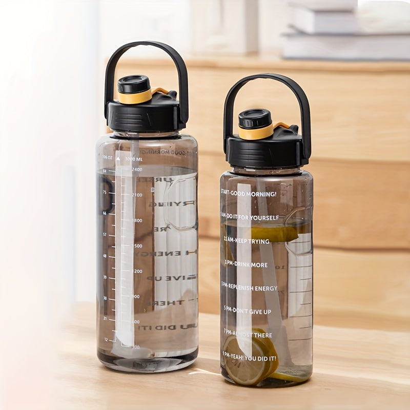 1pc, Large Clear Plastic Water Bottles - Motivational Sports Water Cups for Camping, Hiking, Fitness, and Home Kitchen - Perfect Birthday Gifts - 50.7oz/67.6oz/101.4oz