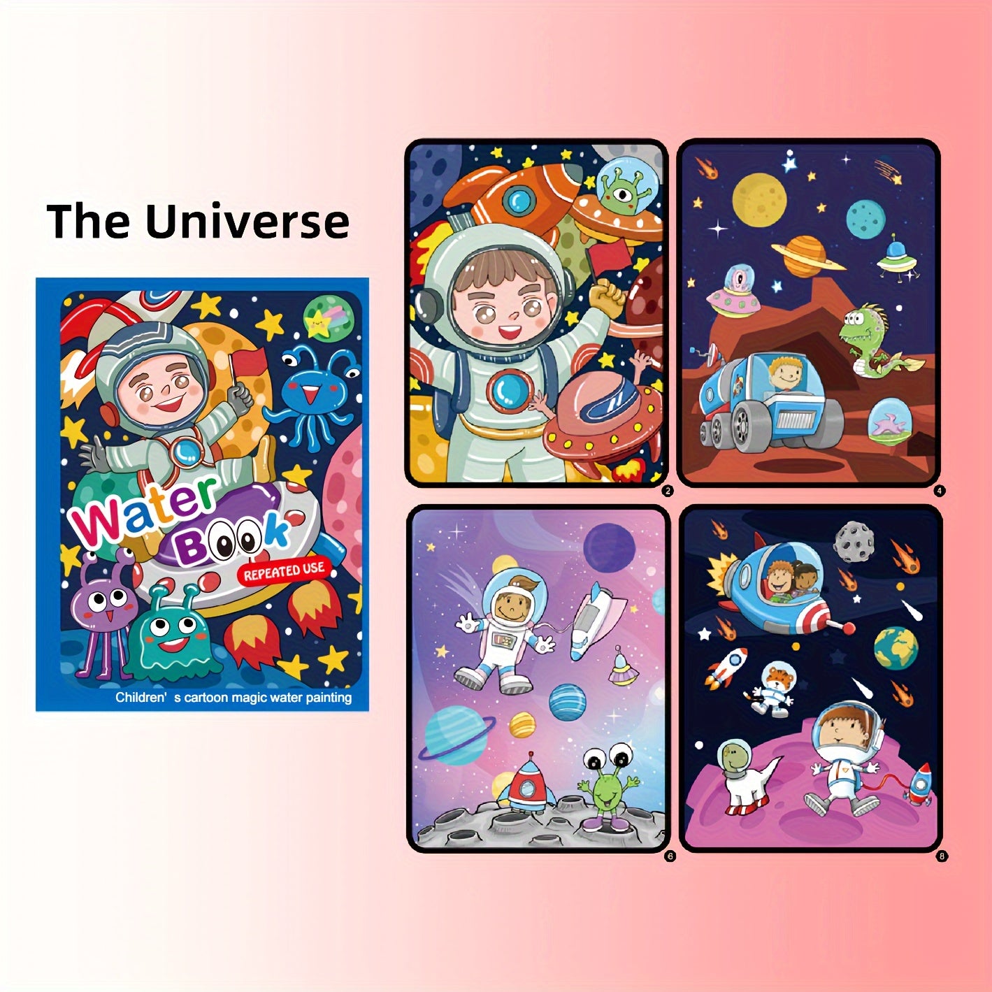 Watercolor Magic Book Toddler Reusable Painting Animal Cartoon Coloring Book Boys Girls Educational Learning Toys Gifts Christmas, Thanksgiving, New Year's Gifts Easter Gift