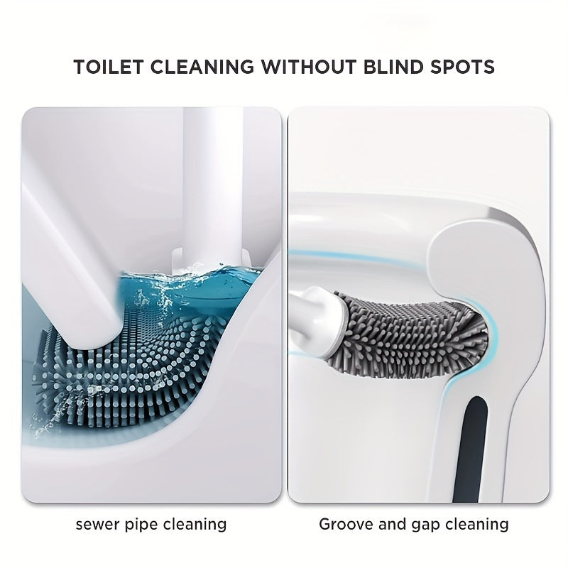 Essential Toilet Brush Set for Christmas And Halloween, Including a Toilet Brush, Holder, And a Flexible Brush Head with a Ventilated Stand. This Compact Wall-Mounted Toilet Brush Set Is Designed for Deep Cleaning in Bathroom