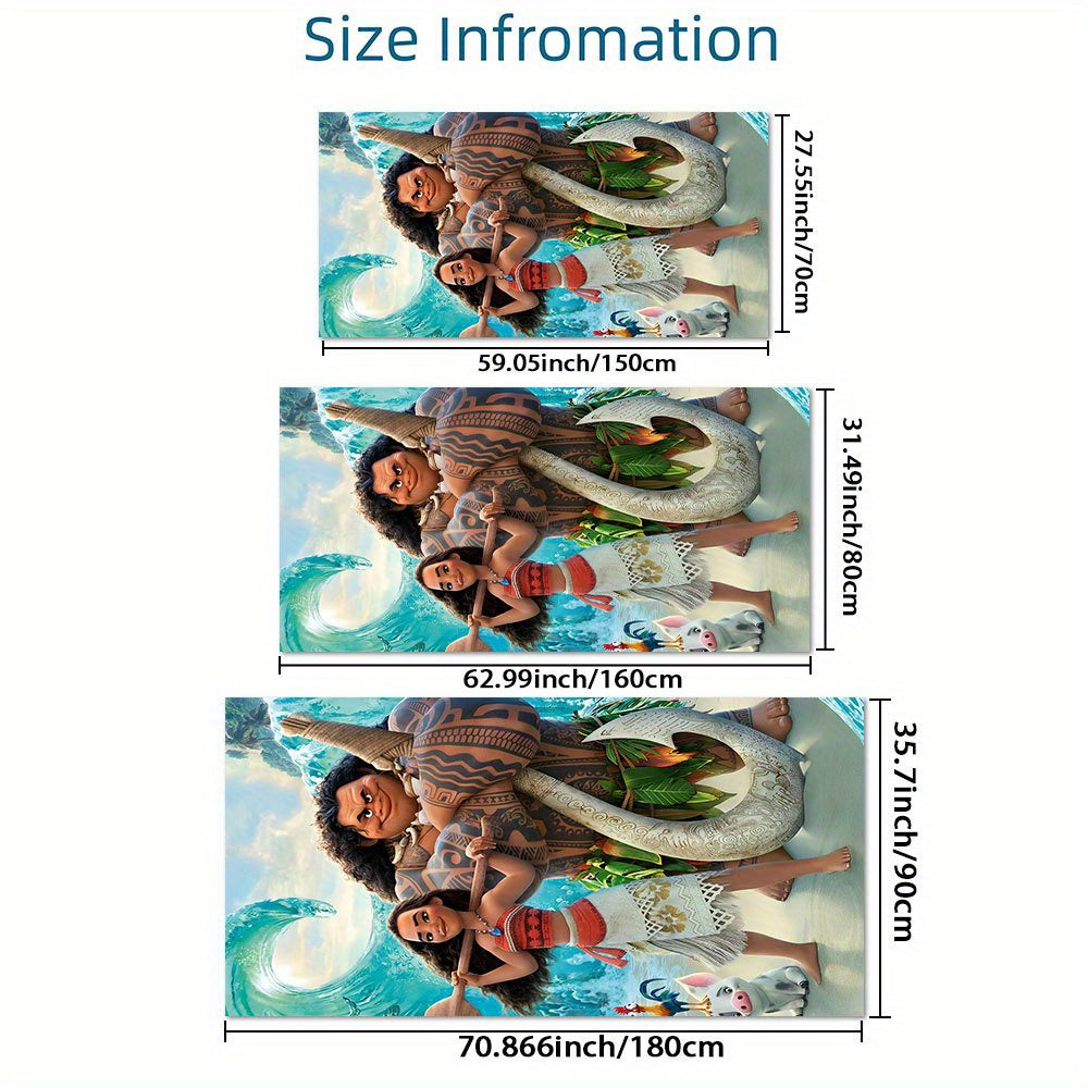 1pc Moana Extra-Large Microfiber Beach Towel - Quick-Dry, Ultra-Absorbent, Windproof & Sun-Protective with Vibrant Cartoon Design - Perfect for Beach, Travel, Camping & Vacation Easter, Vacation Accessory | Vibrant Design | M