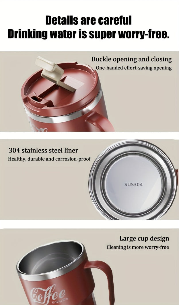 Valentine's Day 304 Stainless Steel Insulated Travel Mug with Seal, Portable Flip Top, Shatterproof and BPA-Free for Office, Home & Dorm - Food-Grade, Leakproof Thermal Coffee Cup with One-Click Open Lid for Men & Women, 14+