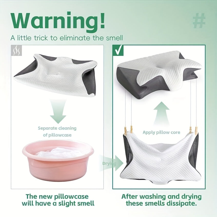 Ergonomic Neck Pillow for Side, Back, and Stomach Sleepers - Contoured Design, Soft Yet Firm Support, Black with White Textured "Safe" Label, Shoulder Relaxation, Solid Construction, Comfortable Neck Support | Textured Neckre