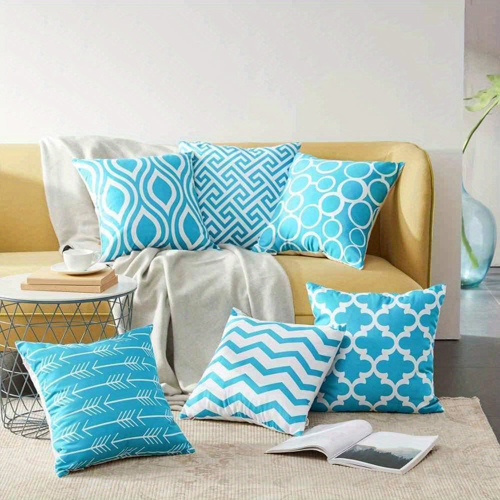 Set of 6pcs, linen blend pillow cover, sofa cushion cover, 45 x 45cm,17.71x17.71inch, six piece set