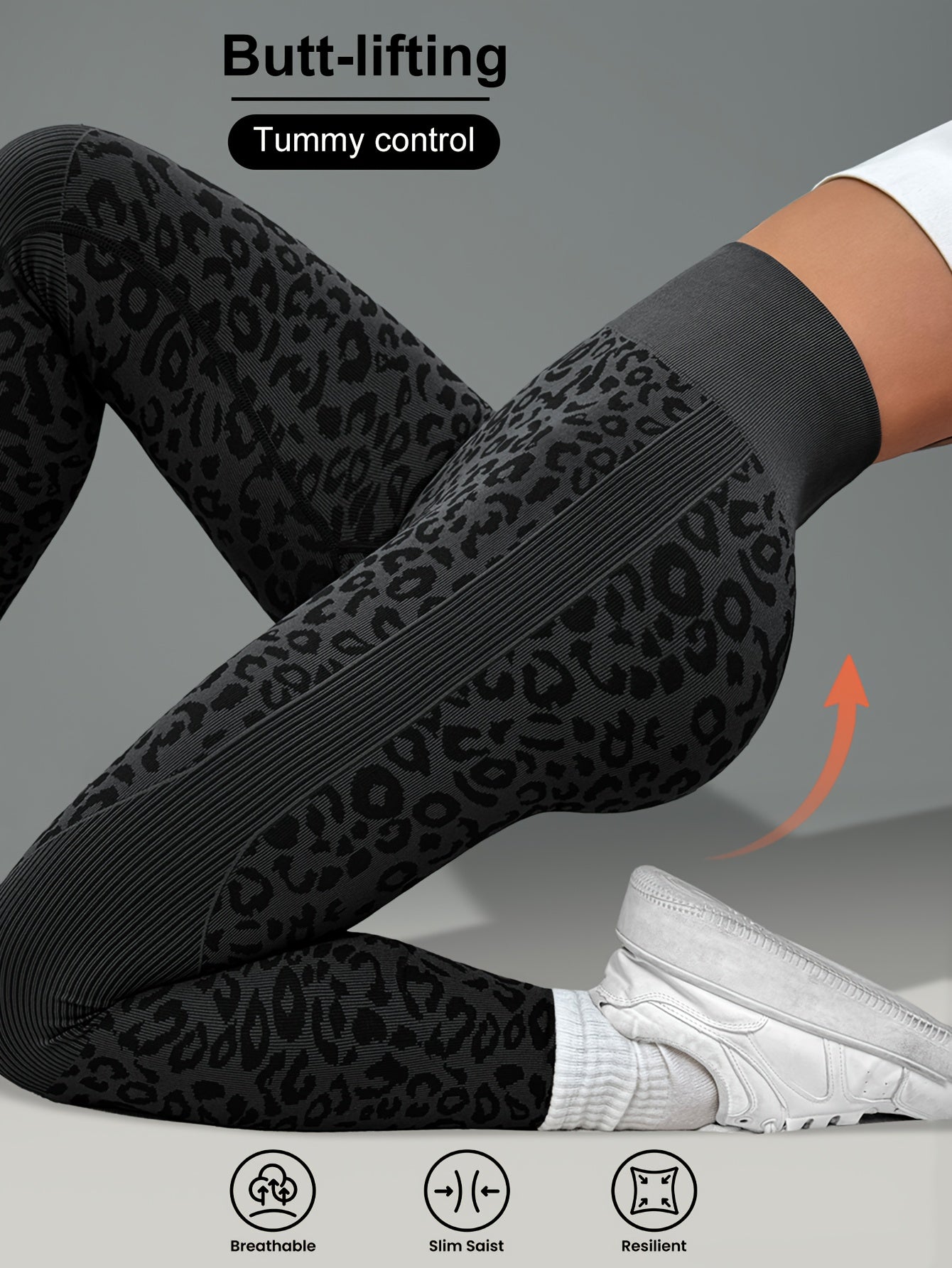 Women'S Leopard Print Yoga Pants - Non-Slip Workout Leggings with Elastic Waistband, Stretchy & Breathable Gym Pants for Yoga, Running, Casual Attire - All-Season Fitness Leggings in Pink & Leopard Print - Non-Slip Grip Activ