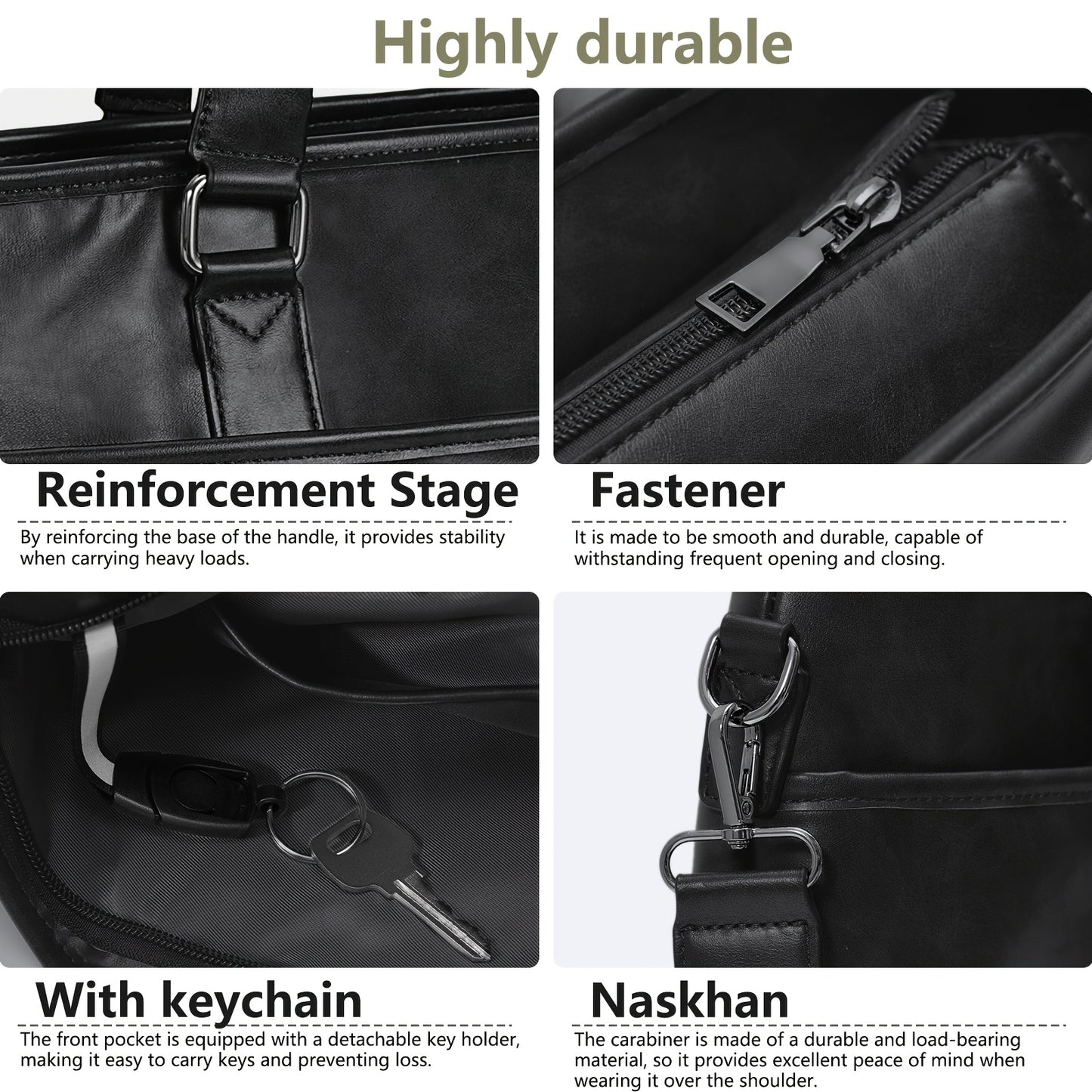 RAINSMORE Men's large-capacity 15.6-inch laptop briefcase Men's PU Leather briefcase shoulder bag commuting business bag