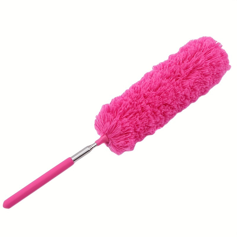 1pc, Stainless Steel Telescopic Fiber Duster - Efficient Dust Removal And Sweeping With PP Wool - Cleaning Tools And Supplies