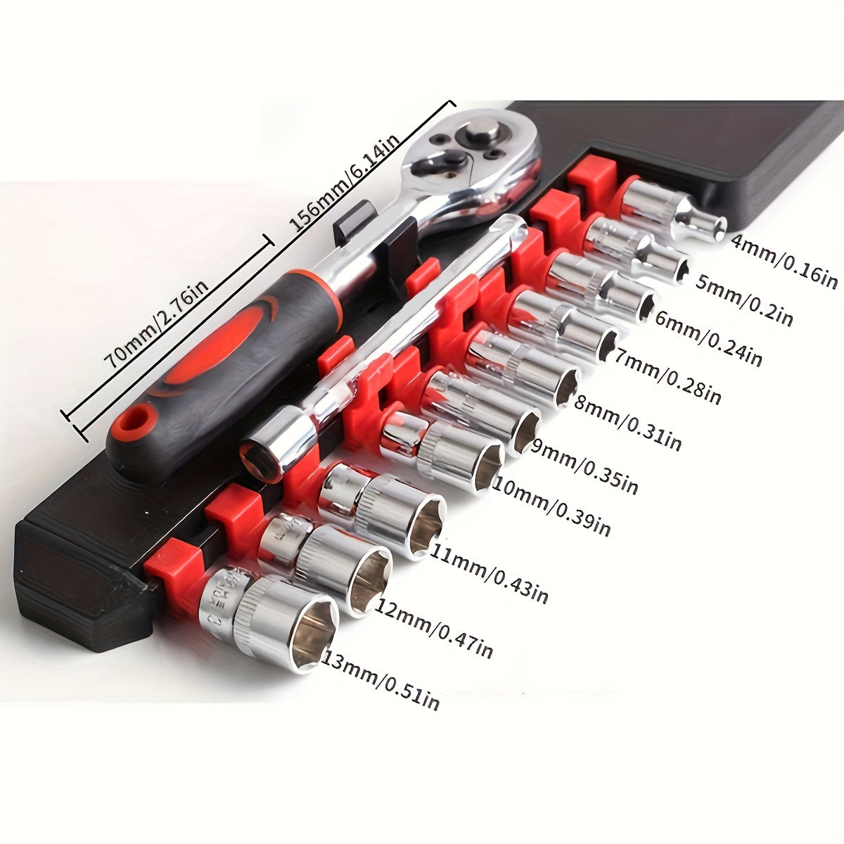 12pcs Socket Set, 1/4 Wrench Socket Set, Hardware Car Boat Motorcycle Bicycle Repairing Tool