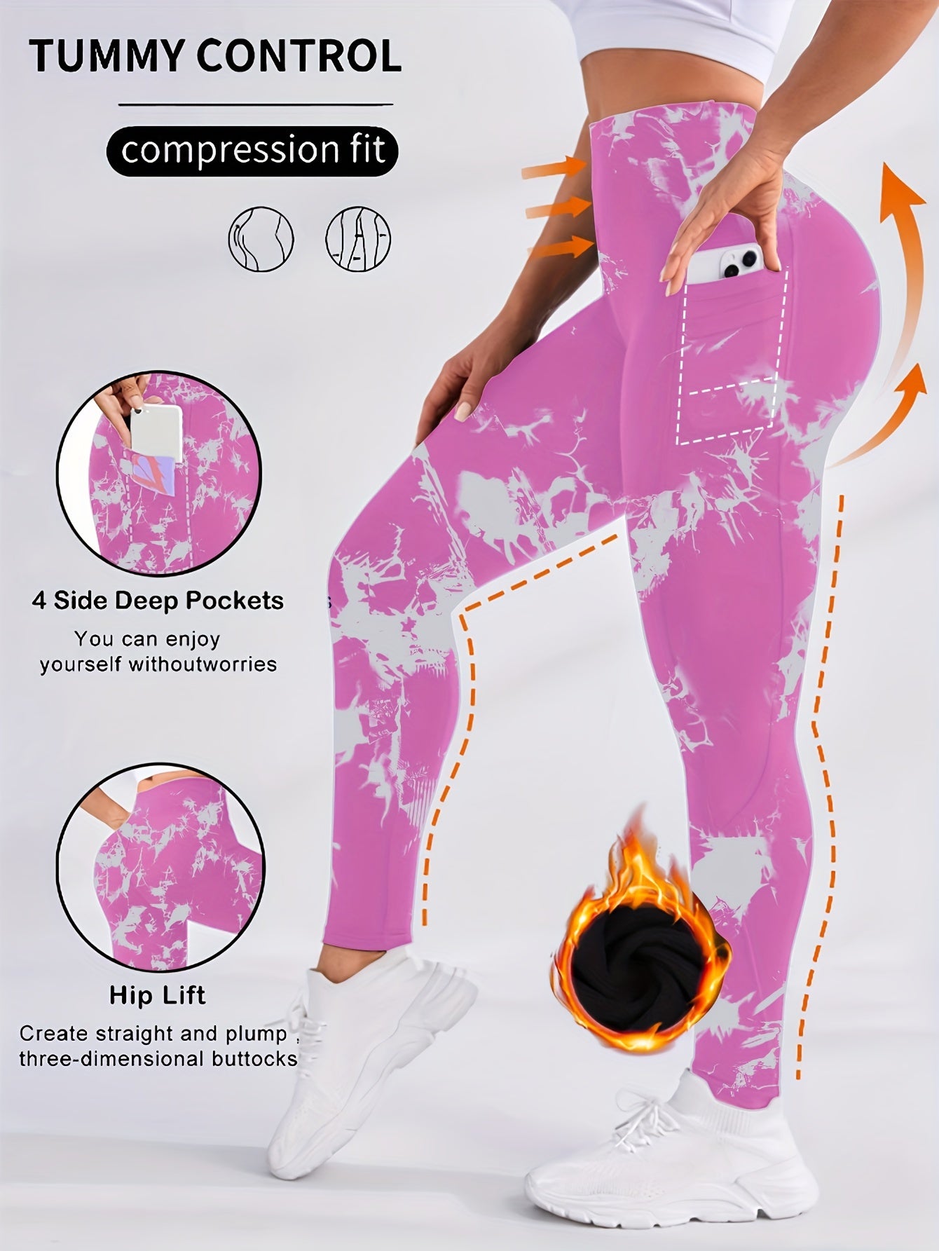 Women's Plus Size Fleece-Lined Yoga Pants with Side Pockets - Elegant, Stretchy & Warm for Fall/Winter, Elegant Special Project Style, Winter