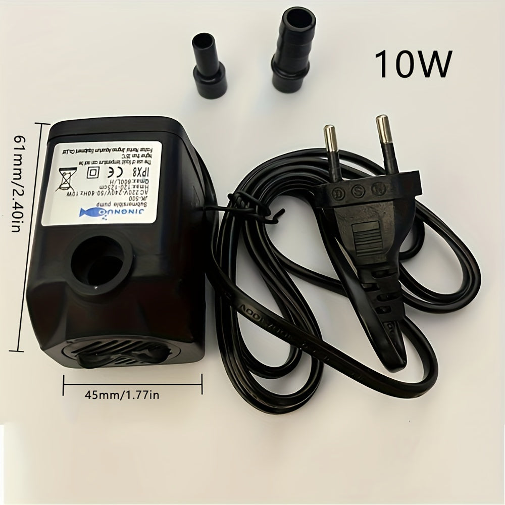 1pc AC 220V 3W~5W~10W EU Plug Submersible Water Pump for Aquarium Fountain, Air Fish Pond, Water Tank Filter, Fish Pond Aquarium Garden Fountain, Without Battery