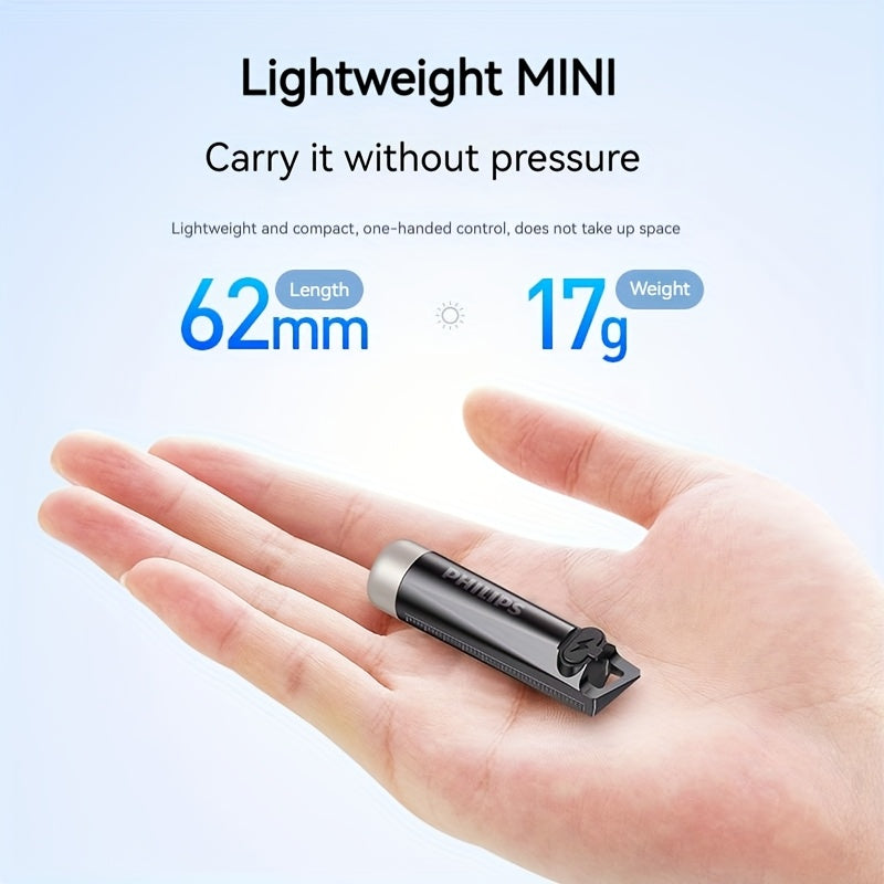 PHILIPS Bright light mini flashlight Portable pendable keychain purple light flashlight Tpye-C charging night commute travel essential, Camping Gear, Emergency Light, Lightweight Flashlight, Typec Charging, Powerful Beam, Han