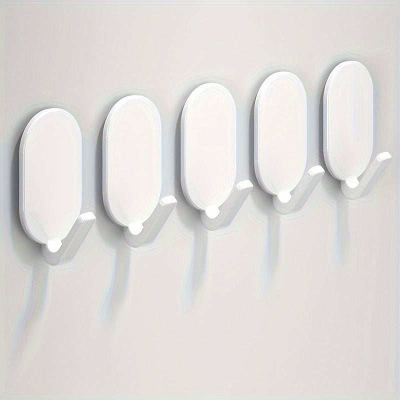 5pcs/Set Bathroom Towel Hook, Wall-Mounted Hanger, Multi-Functional Hook For Hanging Clothes Towel And Robe, Bathroom Accessories