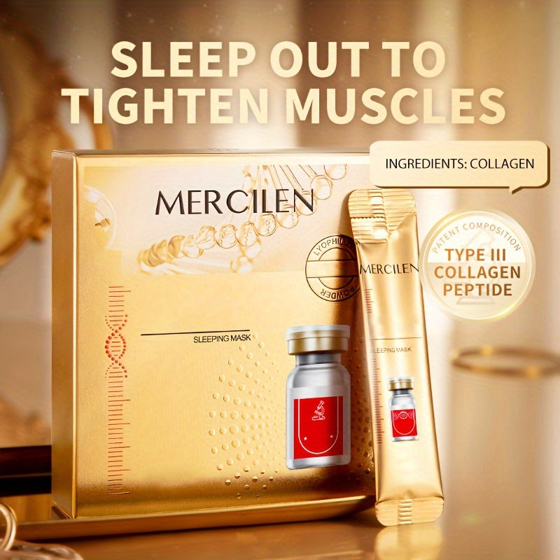 1 Box SLEEPING MASK, Type III Collagen Peptide Sleep Mask, Moisturizing, Firming, Soft And Delicate Skin Travel Essential