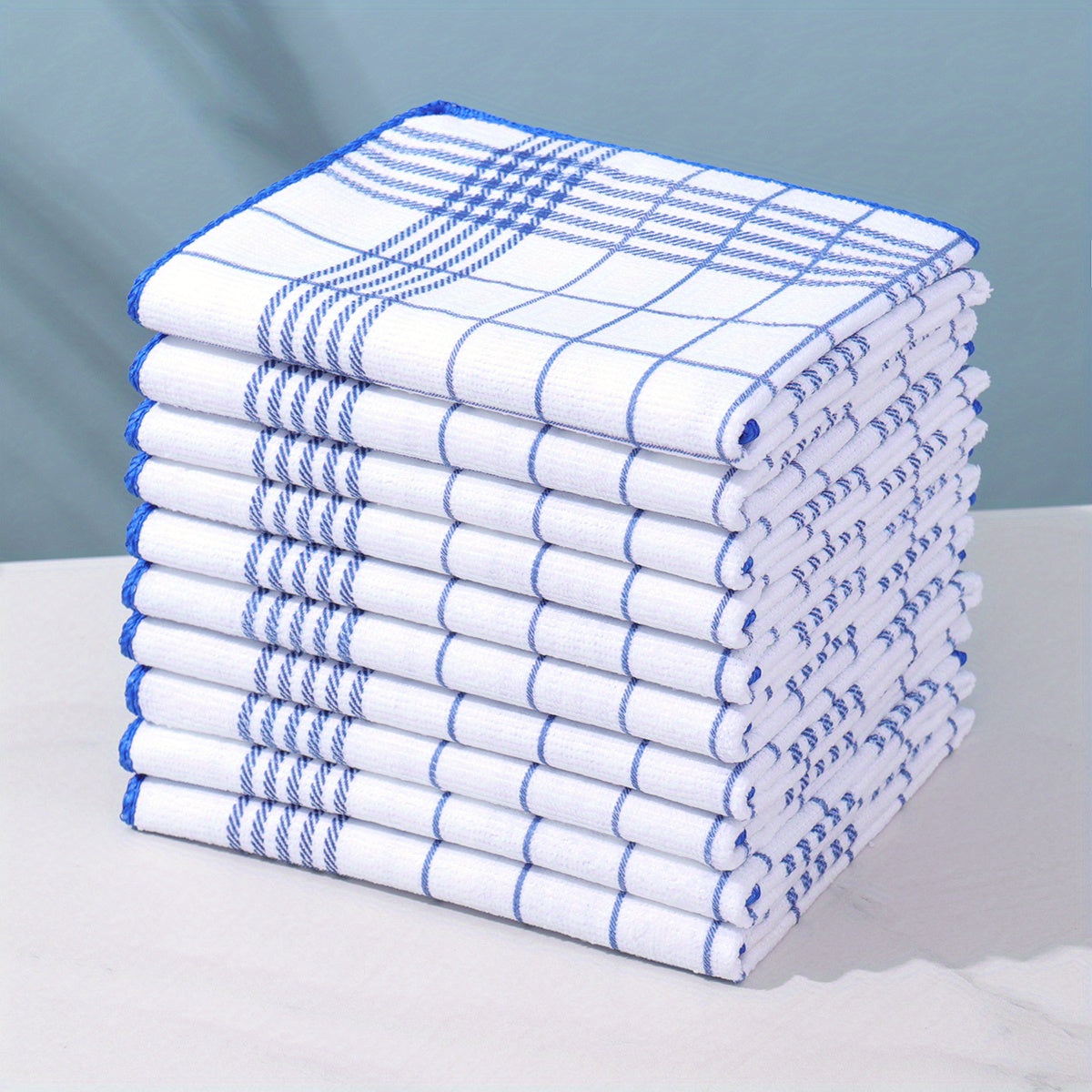 5/10pcs Absorbent and Fluff-Free Dish Cloths, Large 40*60cm Suitable for Quick Cleaning, Suitable for Coffee Machines, 4 Colors Kitchen Tea Towels, Grid and Square Kitchen Towels, Kitchen and Restaurant, Kitchen Supplies, Gif