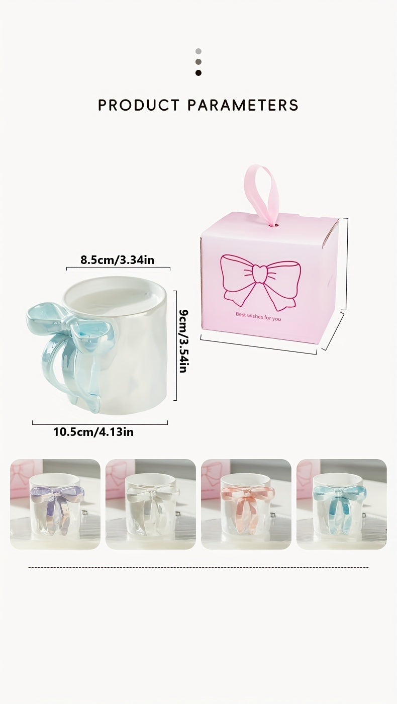 350ml Elegant Butterfly Bow Ceramic Coffee Mug, Hand Wash Only Multipurpose Cup, Reusable, Recyclable Gift Set for Adults for Christmas, Halloween, Thanksgiving, Valentine's Day