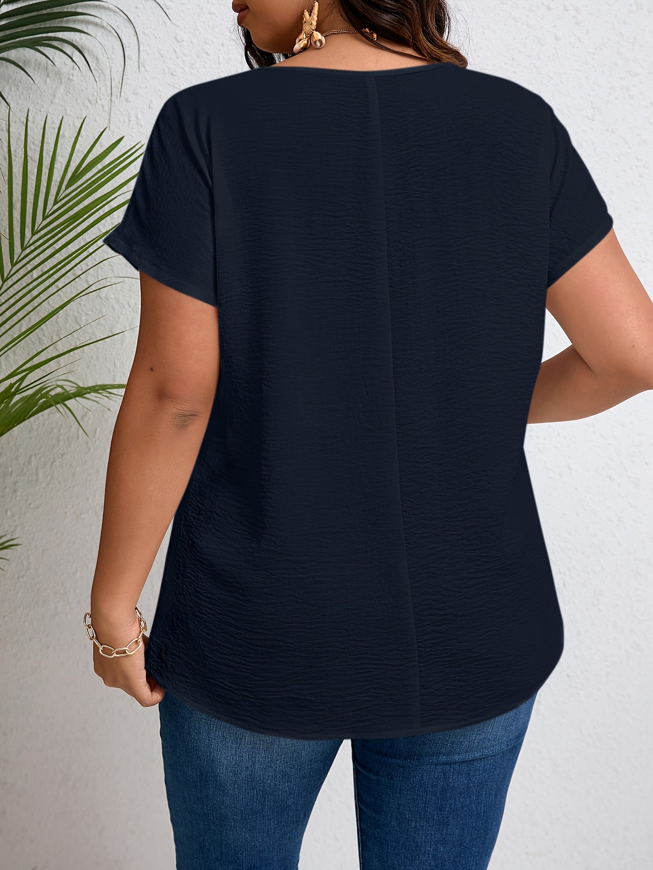 Women'S Plus Size Casual Top - Elegant Maroon Blouse with Contrast Lace Detail, Non-Stretch Fabric, Perfect for Spring/Summer/Fall, Plus Size Blouses