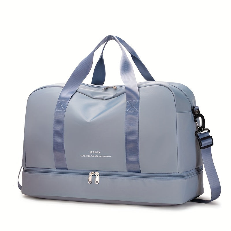 Large Capacity Expandable Gym & Travel Bag - Durable Nylon, Multi-Pocket Design with Zipper Closure, Ideal for Fitness, Overnight, and Weekend Trips, Gym Bag|Expandable Bag|Zippered Bag