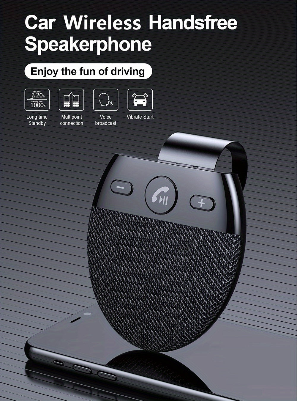 Wireless Vehicle Car V5.0 Speakers Handsfree Car Kit Hands-free Speakerphone Hands Free Sun Visor Music Player With Mic
