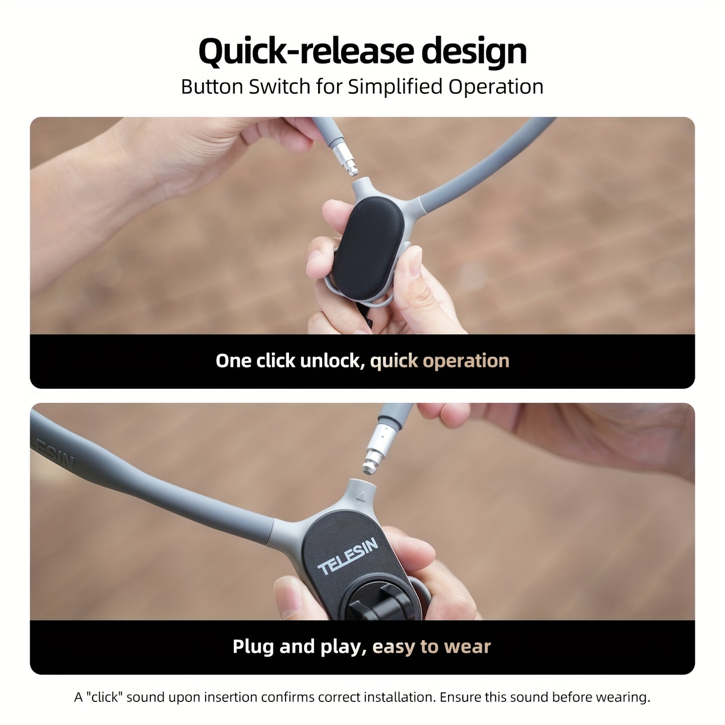 Suporte Magnético TELESIN para Telemóvel – Pescoço, Peito ou Bicicleta