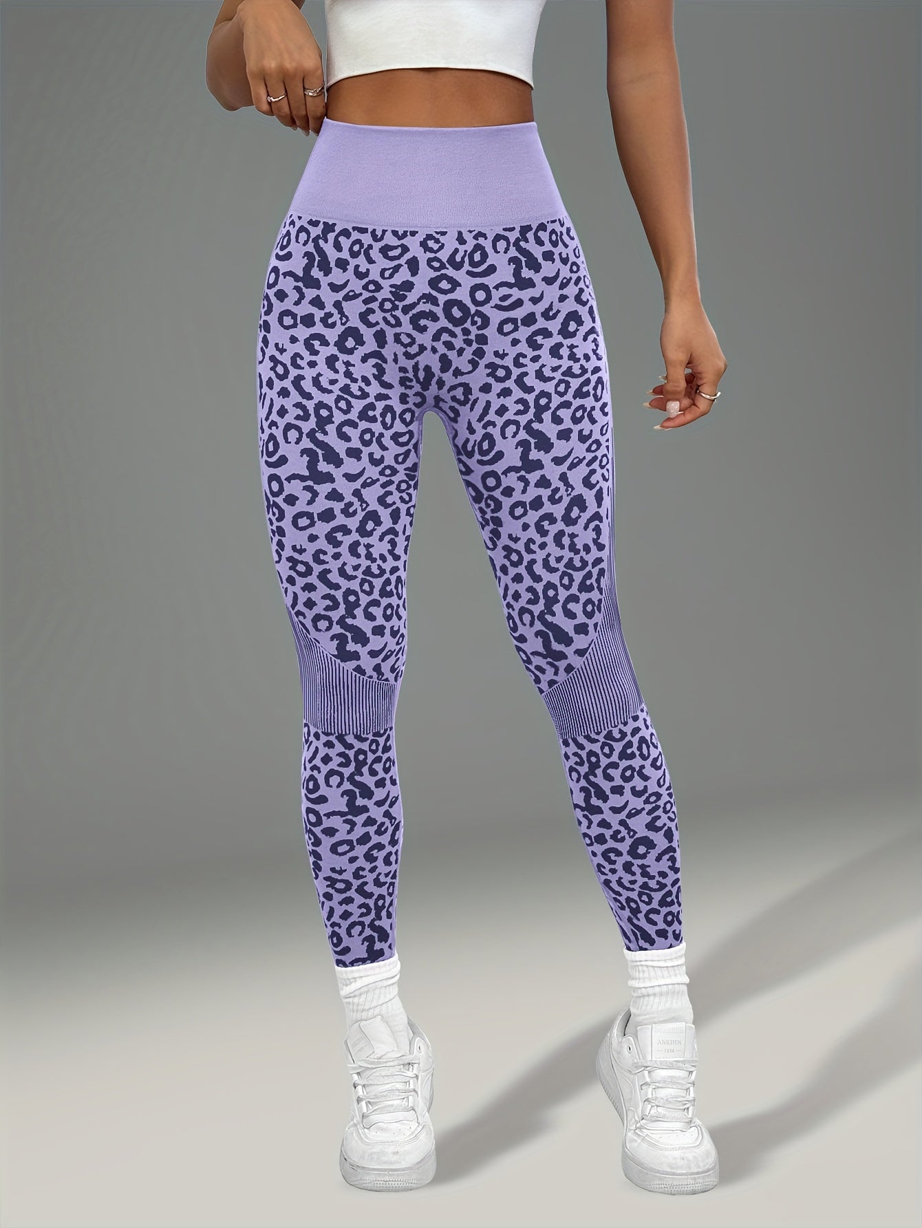 Women'S Leopard Print Yoga Pants - Non-Slip Workout Leggings with Elastic Waistband, Stretchy & Breathable Gym Pants for Yoga, Running, Casual Attire - All-Season Fitness Leggings in Pink & Leopard Print - Non-Slip Grip Activ