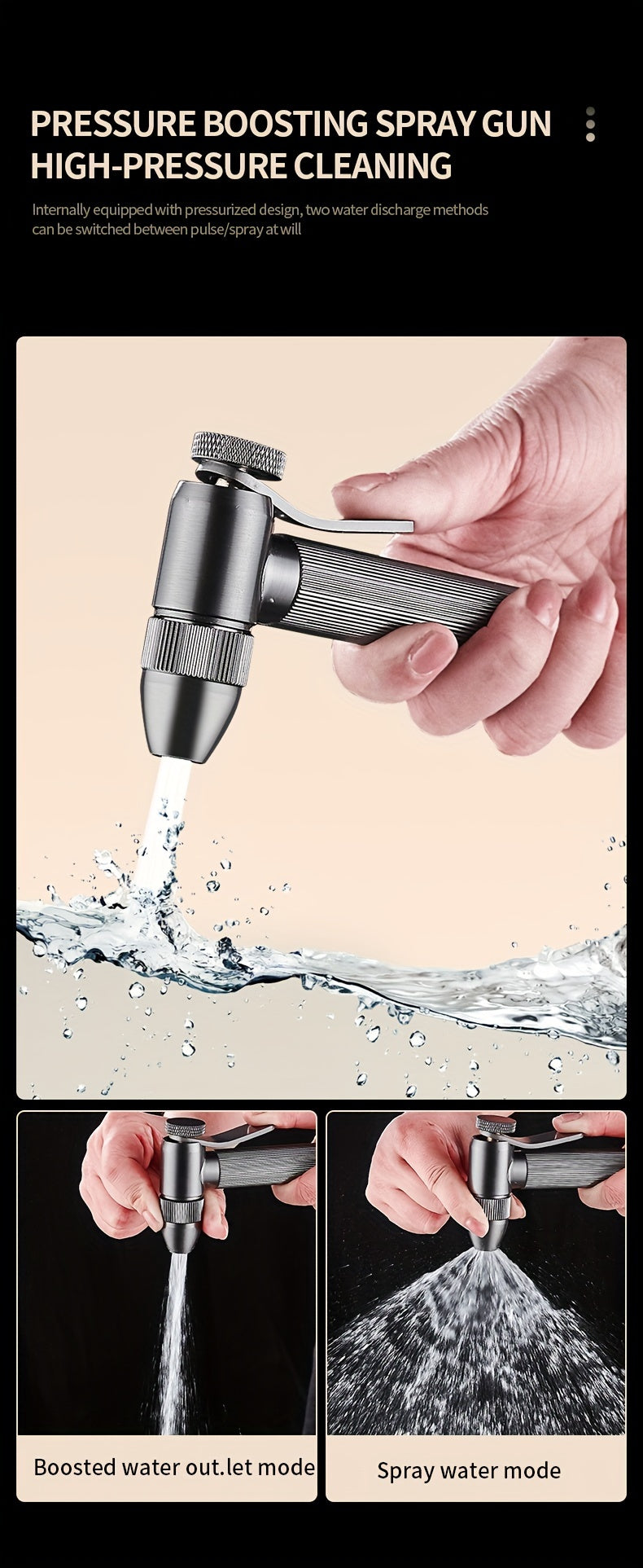 1pc Stainless Steel Handheld Bidet Sprayer - Powerful, Non-Electric Bathroom Cleaning Nozzle with Extendable Hose for Toilet Flushing & Personal Hygiene