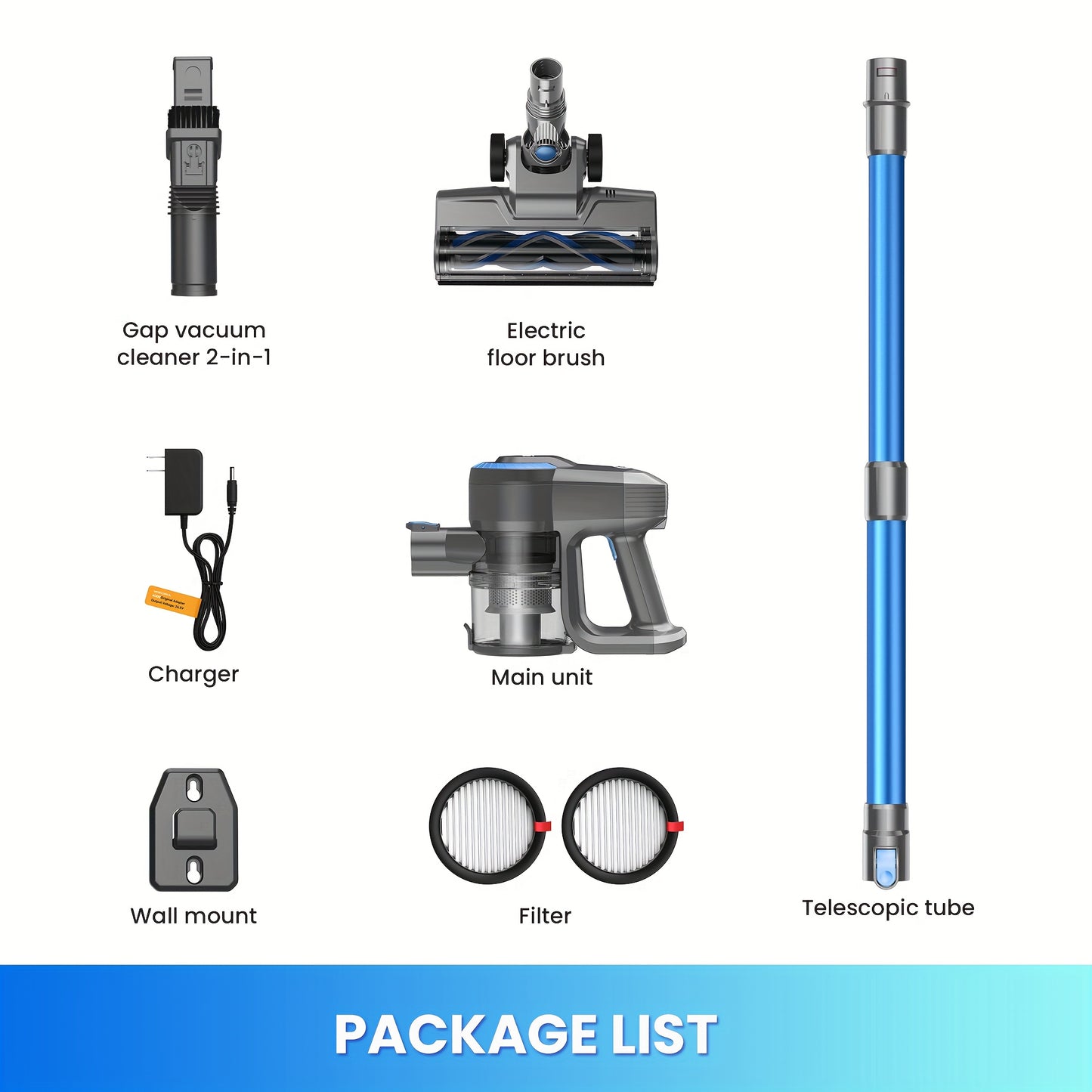 INSE Cordless Vacuum Cleaner, 6-in-1 Lightweight Stick Vacuum, Powerful Rechargeable Vacuum Cleaner, Perfect for Hardwood Floor Carpet Pet Hair Home, Vacuum Cleaner for Home Heavy Duty, Cordless Vacuum Cleaner High Suction, V