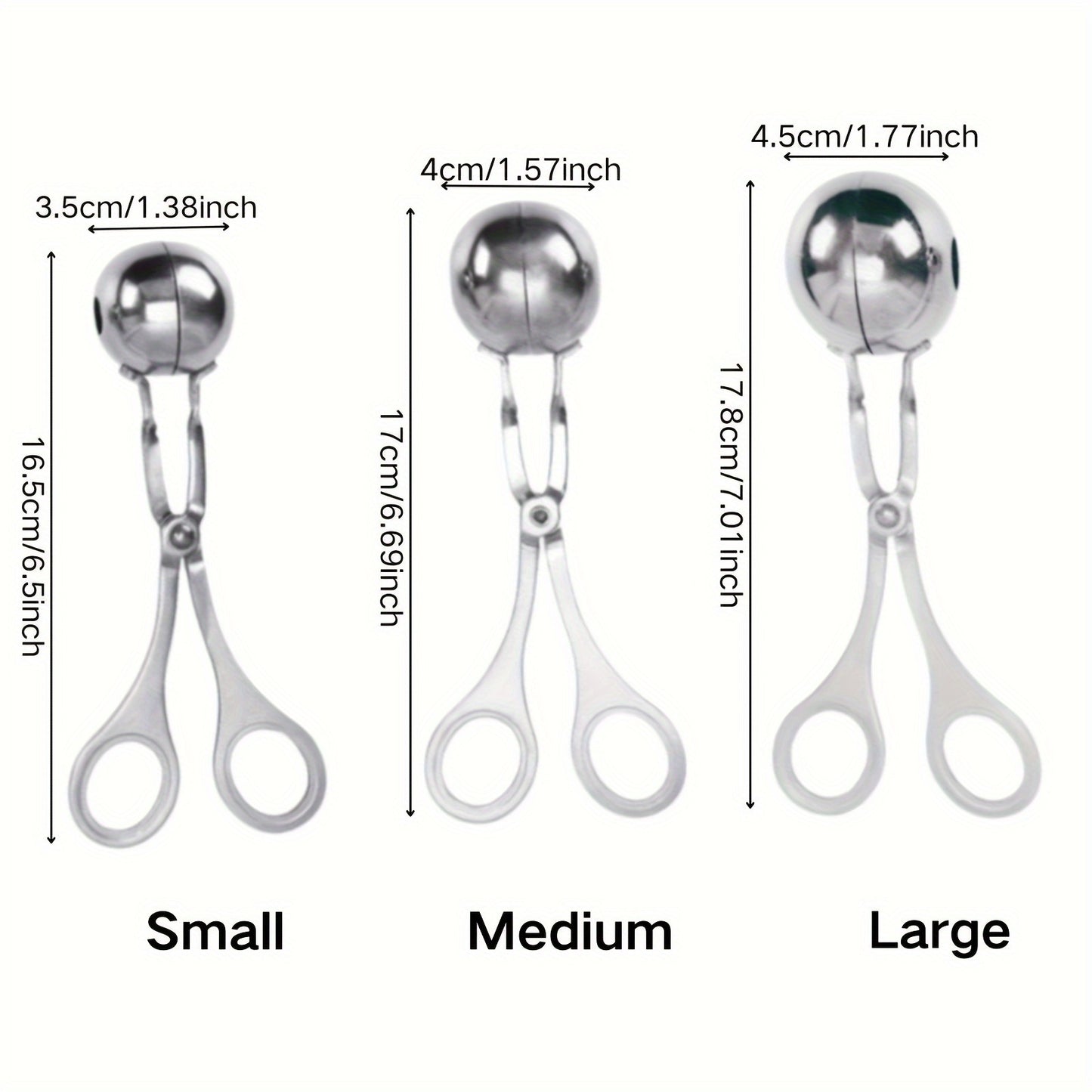 1pc Stainless Steel Meat Ballers With Anti-Slip Handles, None-Stick Meat Baller Tongs, Meatball Scoop, Ball Makers Mold, Cake Pops Meatball Maker, Ice Tongs, Dough Scoops For Kitchen Tools, Kitchen Supplies