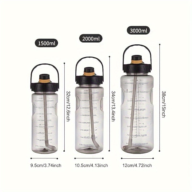 1pc, Large Clear Plastic Water Bottles - Motivational Sports Water Cups for Camping, Hiking, Fitness, and Home Kitchen - Perfect Birthday Gifts - 50.7oz/67.6oz/101.4oz