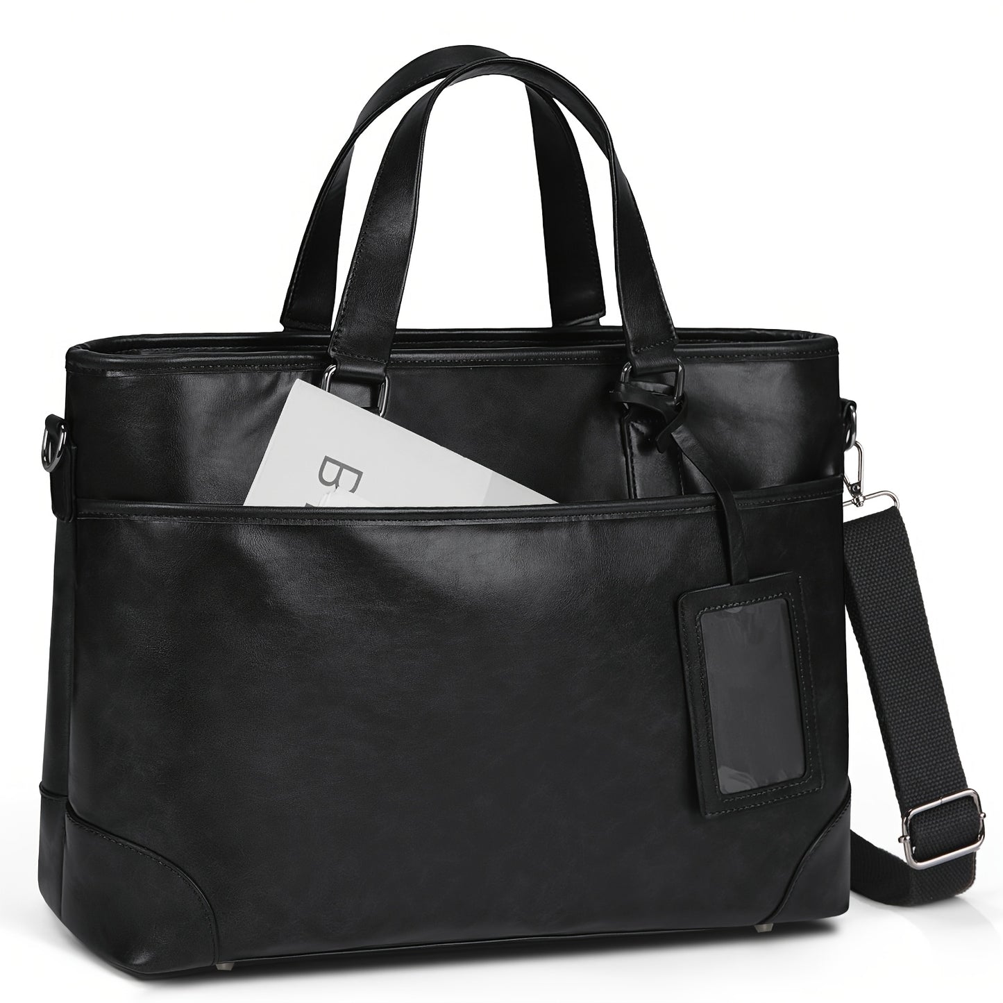 RAINSMORE Men's large-capacity 15.6-inch laptop briefcase Men's PU Leather briefcase shoulder bag commuting business bag