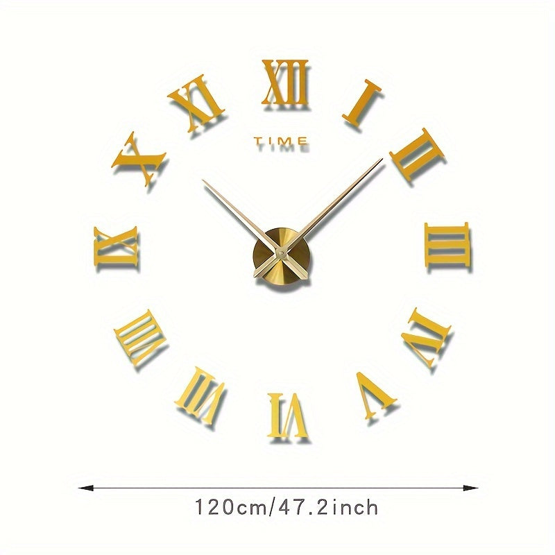 1pc Large DIY Wall Clock Kit, 3D Modern Frameless Wall Clock With Mirror Number Stickers For Home Living Room Bedroom Office Decor, Halloween Room Decor, Xmas Home Decor