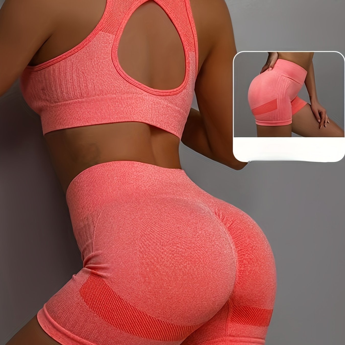 Women's 2-Piece Sports Bra Set, High-Impact Seamless Fitness Vest With Removable Pads And Shorts, Casual Athletic Wear, Multiple Colors