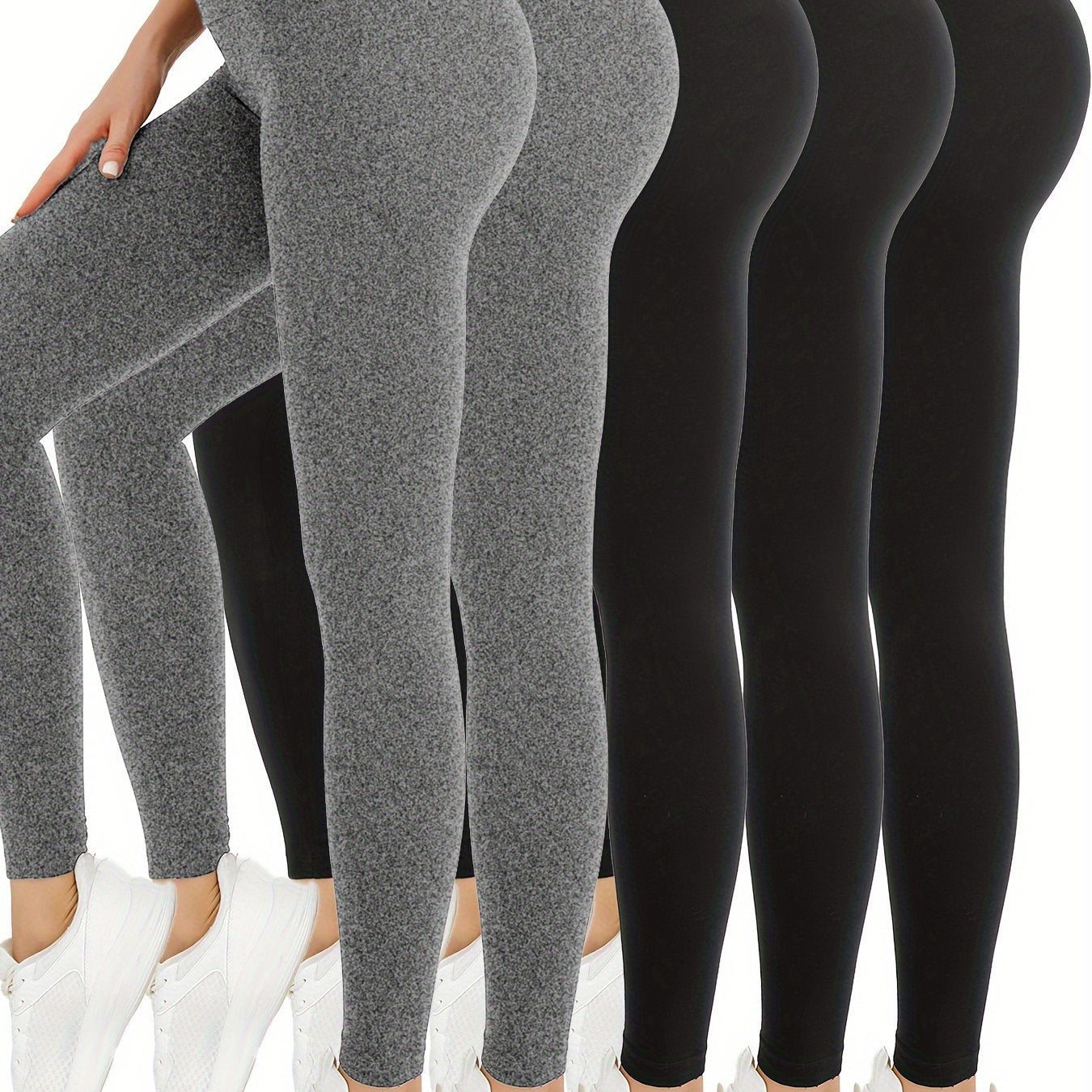 5 Pack High Waisted Yoga Leggings for Women, Super Soft Athletic Tummy Control Pants, No See-Through Stretch Fabric, Workout & Running Gear