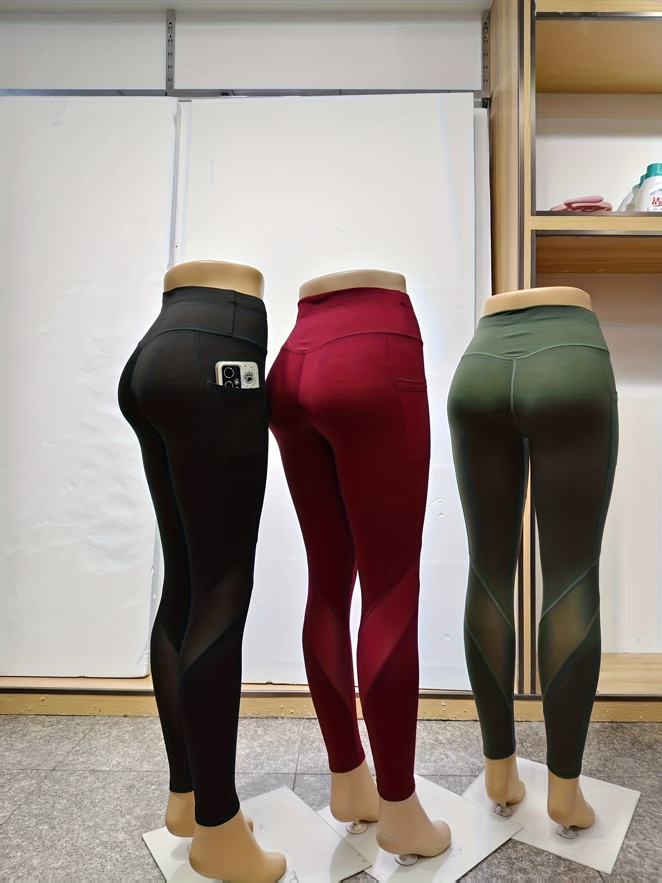 3-Pack Women'S High Waist Capri Yoga Pants, Moisture-Wicking Sports Leggings with Pockets, Breathable Polyester Knit Athletic Tights for Outdoor Fitness, Solid Color, 3/4 Length