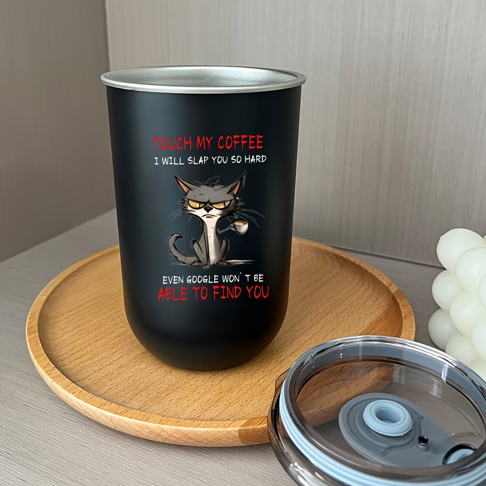 300ml Cat Lover Stainless Steel Coffee Mug, Double-Wall Insulated, Black, Hand Wash Only, Reusable, Multipurpose Use