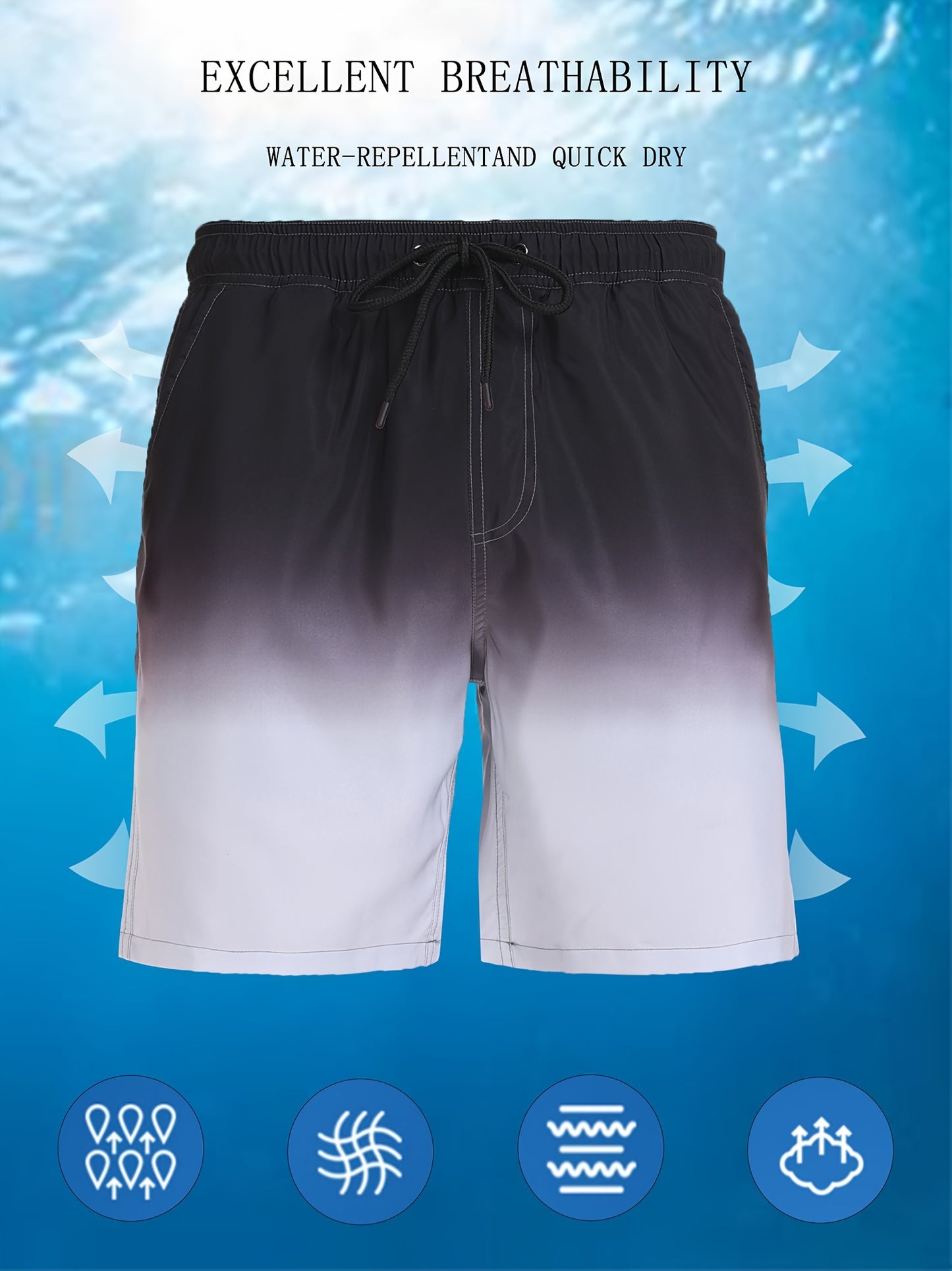 Men's Quick-Dry Beach Shorts with Tropical Palm Tree & Palm Leaf Print - Breathable Stretch Fabric for Summer, Outdoor, Hiking, Swimming - Machine Washable Casual Athletic Shorts, Outdoor Activewear, Summer Shorts