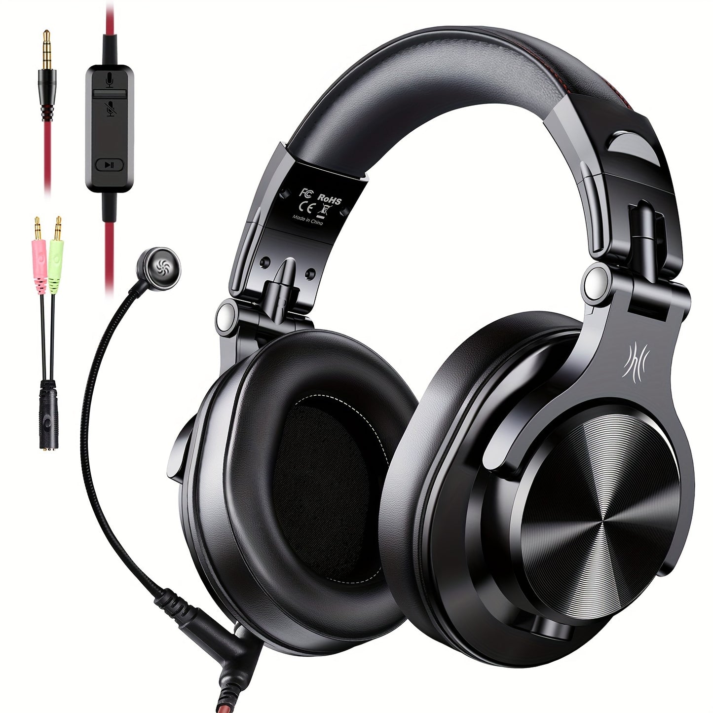 OneOdio A71m Professional Studio & Gaming Headset with Boom Mic - Over-Ear Wired Headphones, Hi-Res Audio, Noise Isolation, Compatible with PC, PS4, Xbox One, Skype, Zoom - Heavy-Duty Build, Detachable Cable, Compatible with