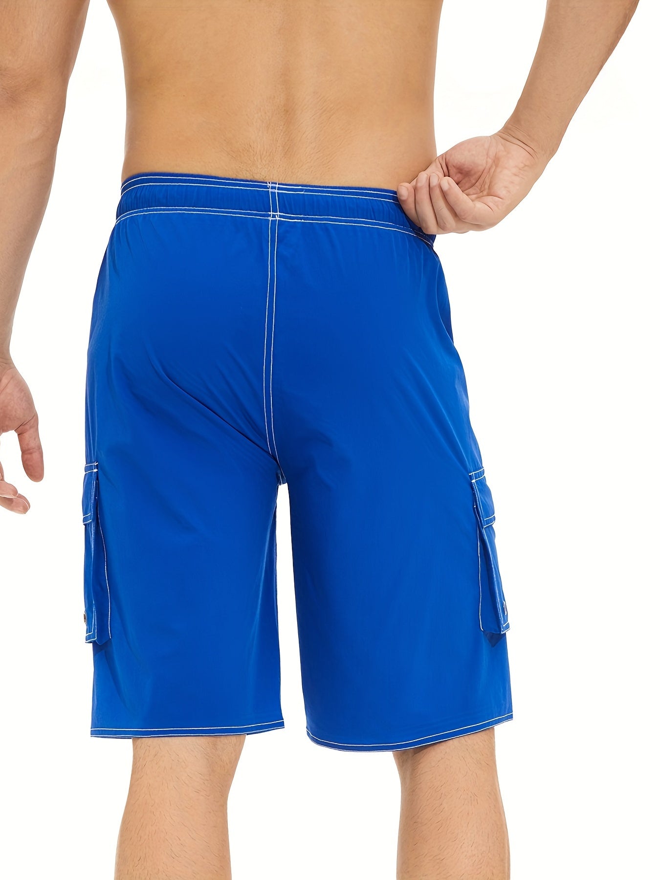 Men'S Big & Tall Quick-Dry Swim Trunks - Olive Green Beach Shorts with Adjustable Drawstring, Pockets, and Durable Polyester Fabric for Summer, Summer Swimwear | Adjustable Drawstring Shorts | Quickdry Material, Bathing Suits