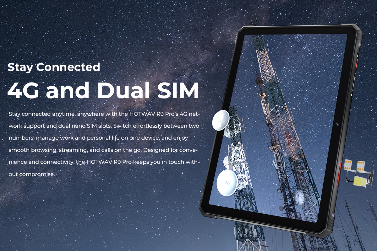 HOTWAV R9 Pro 11inch 2K FHD+Display Tablet, Android 14, 20080mAh 20GB (6GB+14GB Expandable)+256GB (2TB TF) Outdoor Tablet, 64MP Rear Main Camera, 16MP Front Camera, Octa-core/Dual SIM 4G, IP6X & IPX8 High Quality Tablet, Dual