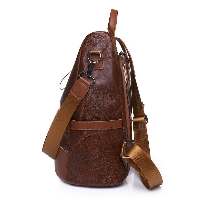 Women's Backpack Burgundy/Black - Adjustable Shoulder Straps & Golden-Tone Hardware, Heavy-Duty Zipper Closure, Golden-Tipped Back Panel (No Hardware Visible),, Travel Handbag (Coffee Brown, Burgundy, Black) - PU