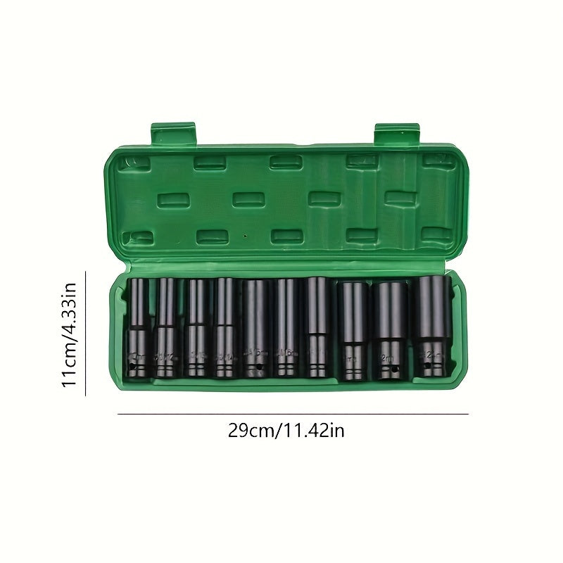 1/2" Electric Wrench and Socket Set - Heavy-Duty Pneumatic Wind Gun with Hexagonal Long Head for Efficient Auto Repair, Maintenance, and DIY Projects - Durable Hardware Tools for Professionals and Homeowners