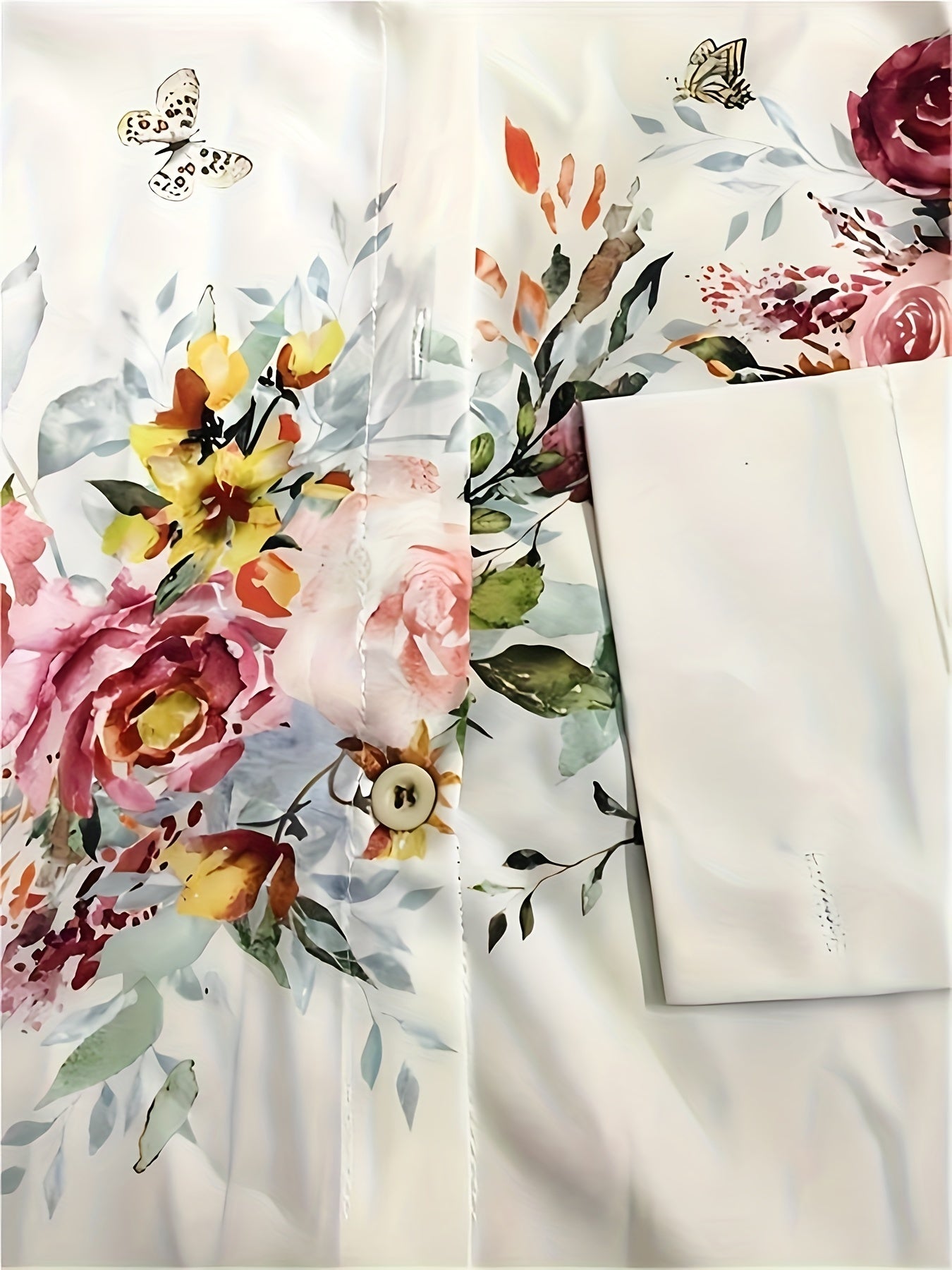 Floral Print Button Front Shirt, Casual Long Sleeve Shirt For Spring & Fall, Women's Clothing